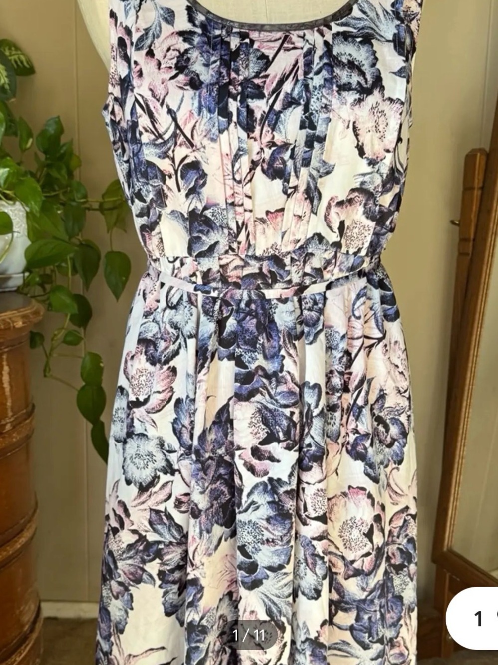 Simply Vera Wang Floral Sleeveless Midi Dress in Light Pink and Blue
